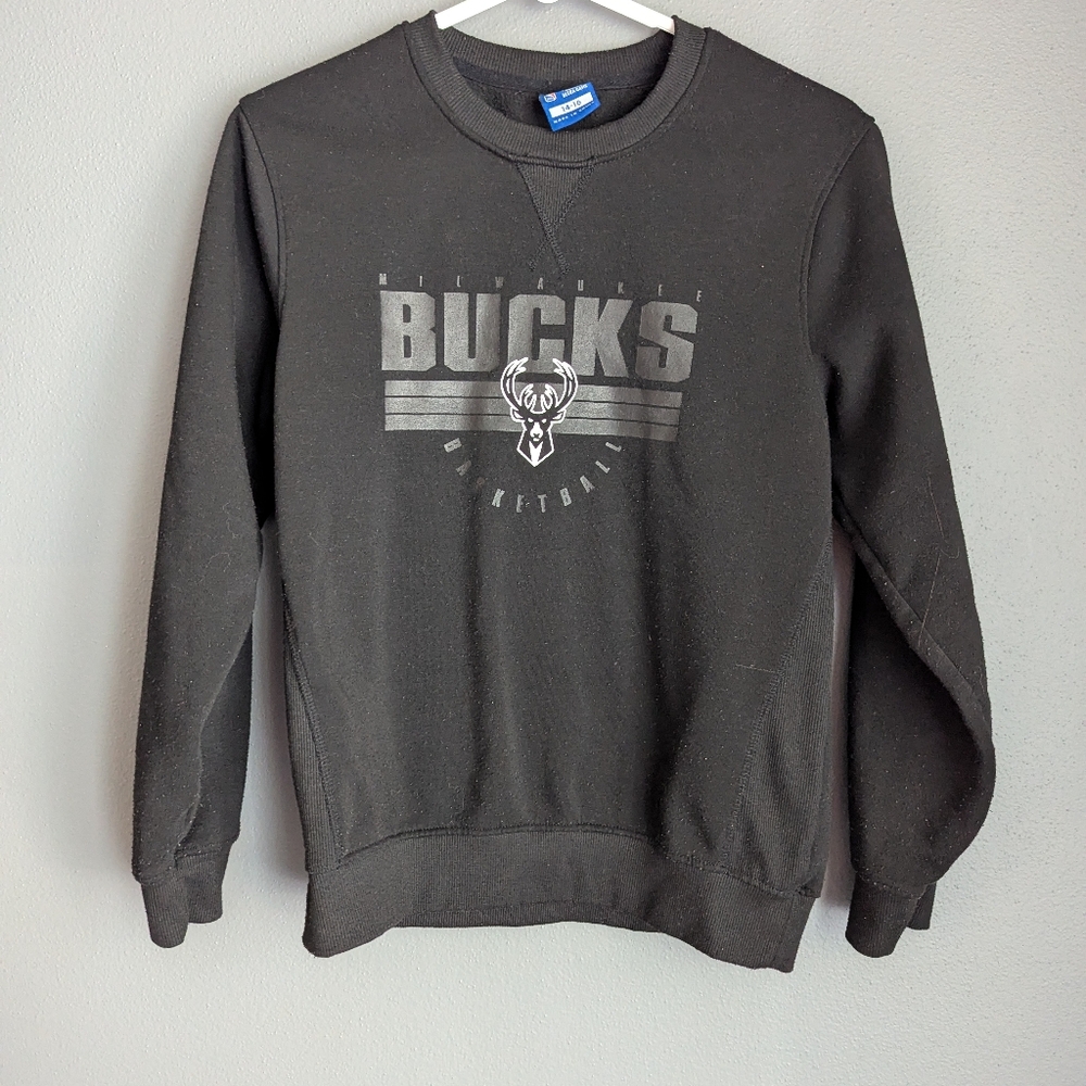 Ultra game brand Milwaukee bucks crewneck sweatshirt black youth size 14/16